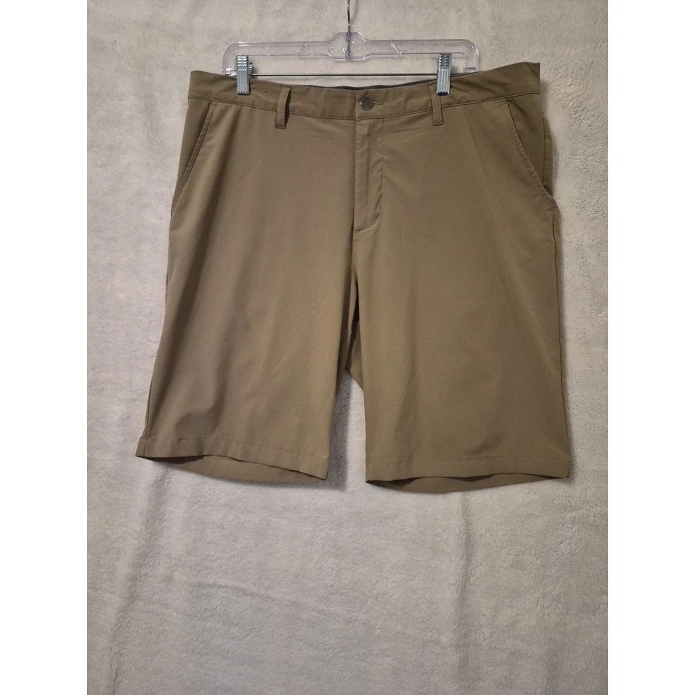Adidas Prime Green Chino Golf Shorts‎ Men's Size 36 Beige Khaki Stretch Fit